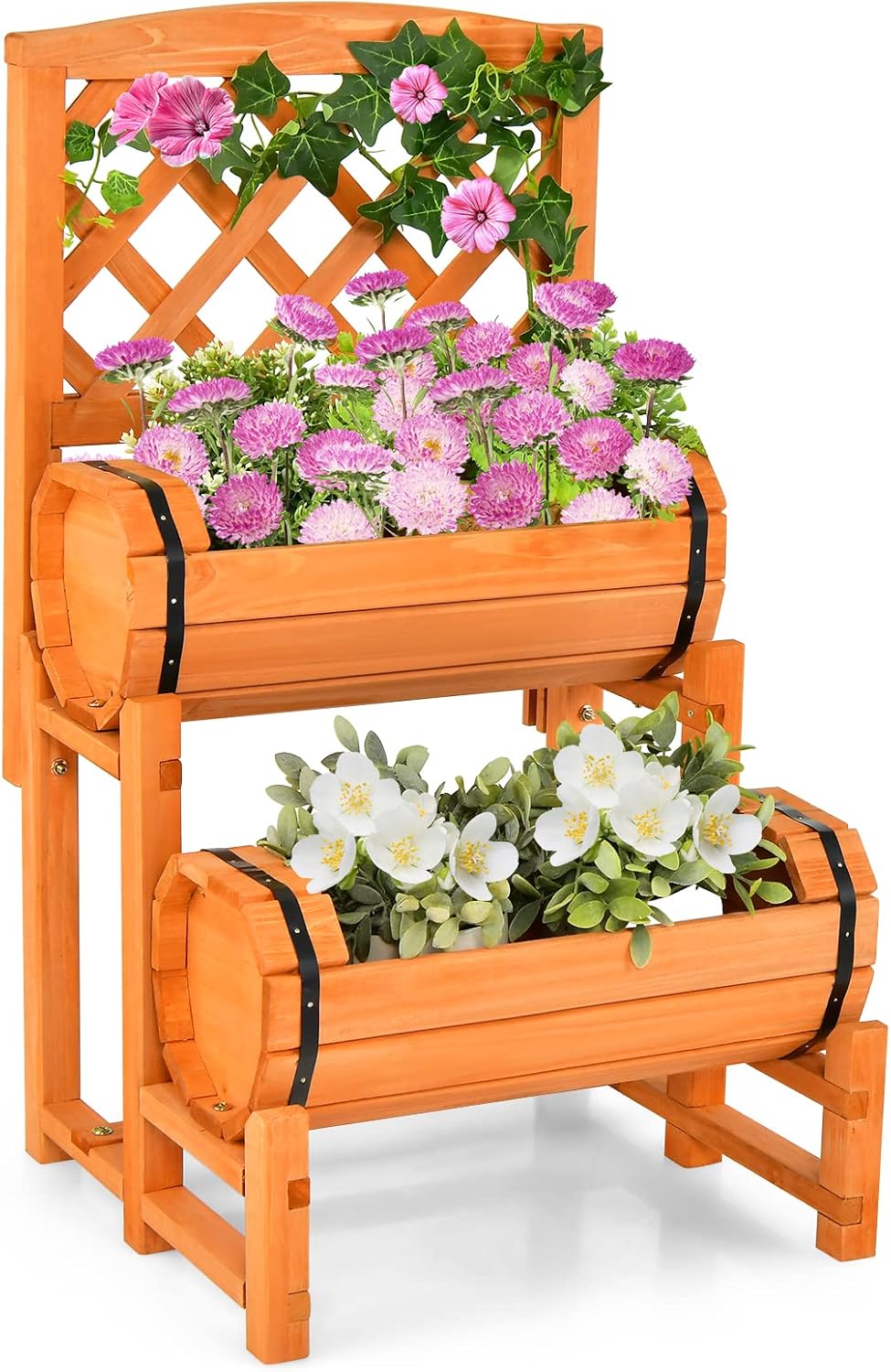 TANGZON 2Tier Wooden Raised Bed, Vertical Garden Planter with 2