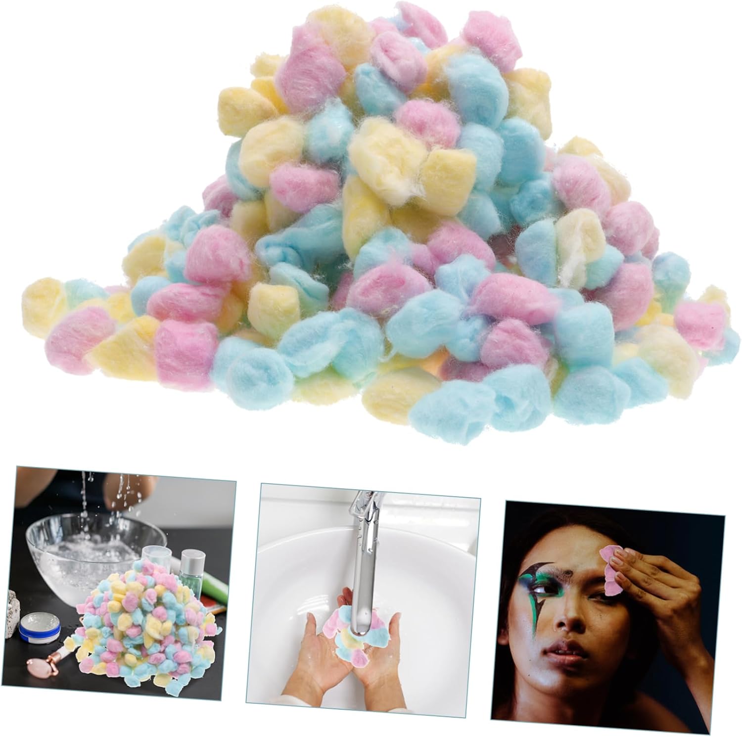 PartyKindom Pink Cotton Balls for Face Cleansing Makeup Removal Gentle and Soft Non-Woven