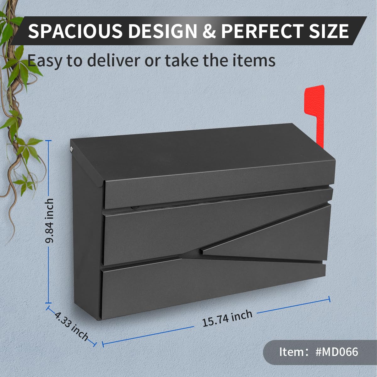 Ydocabinit Wall Mount Mailbox, Large Capacity Mailbox For House Outside