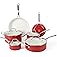 Martha Stewart Lockton Premium Nonstick PFA Free Ceramic Interior 10 Piece Enamel Heavy Gauge Aluminum Pots and Pans Cookware