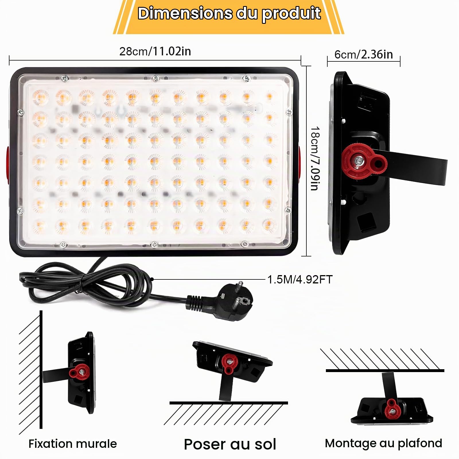 Projecteur LED Exterieur 200W, 2 PCS 20000LM Projecteurs Extérieur Led IP66 Etanche Spot led extérieur 3000K Blanc Chaud Lampe LED exterieur Pour Jardin Terrasse Cour Garage Stades