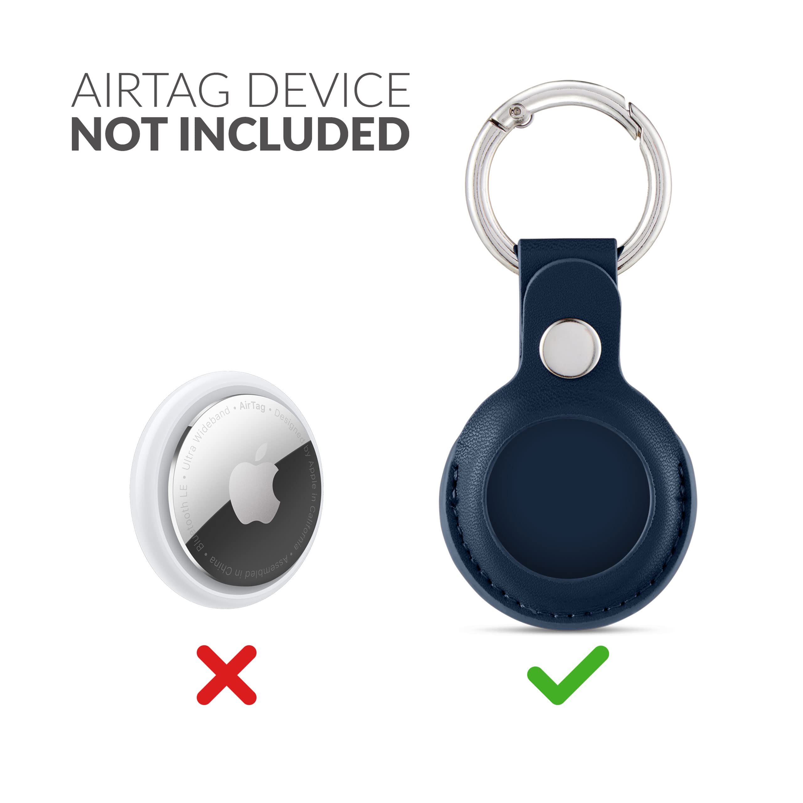 Tirita Personalised Case Keyring Holder Compatible with Apple AirTag 1 & 2 - Leather Case with Key Ring for Apple AirTag [16- Monogram Initials on Blue] — view 4