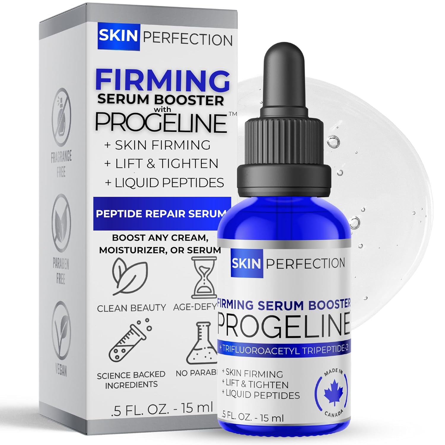 Skin Perfection Firming Serum Booster with Progeline Peptide Repair Serum Neck and Face Progeline Cream Upgrade Trifluoroacetyl Tripeptide-2 Anti-aging Diy .5 Fl Oz