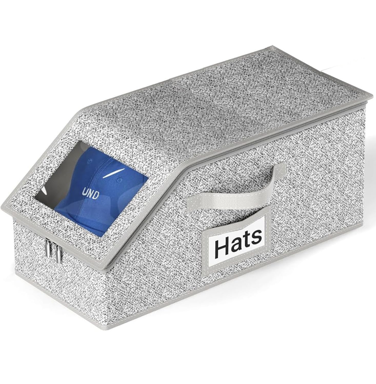 Stackable Hat Storage for Baseball Caps, Holds up to 24 Caps Hat Organizer for Closet, Dust Resistant Sturdy Snapback Boxes for Men with Cardboard, Grey (Grey, 1 Pack)