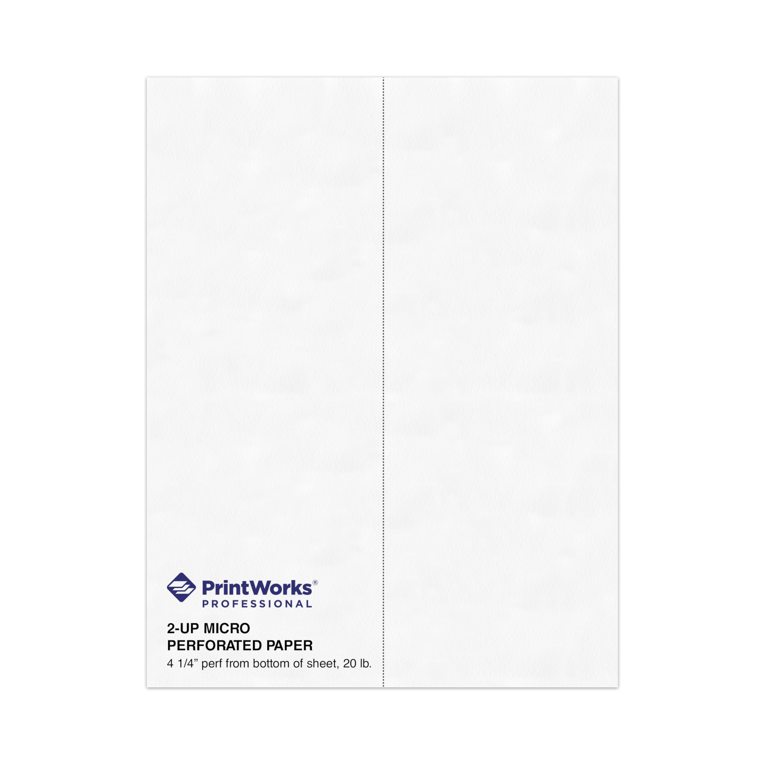 PrintWorks Professional Perforated Paper for Menus, Booklets, Forms and More, 8.5 x 11, 20 lb, 1 Vertical Perf 4.25" from Left, 500 Sheets, White (04339)