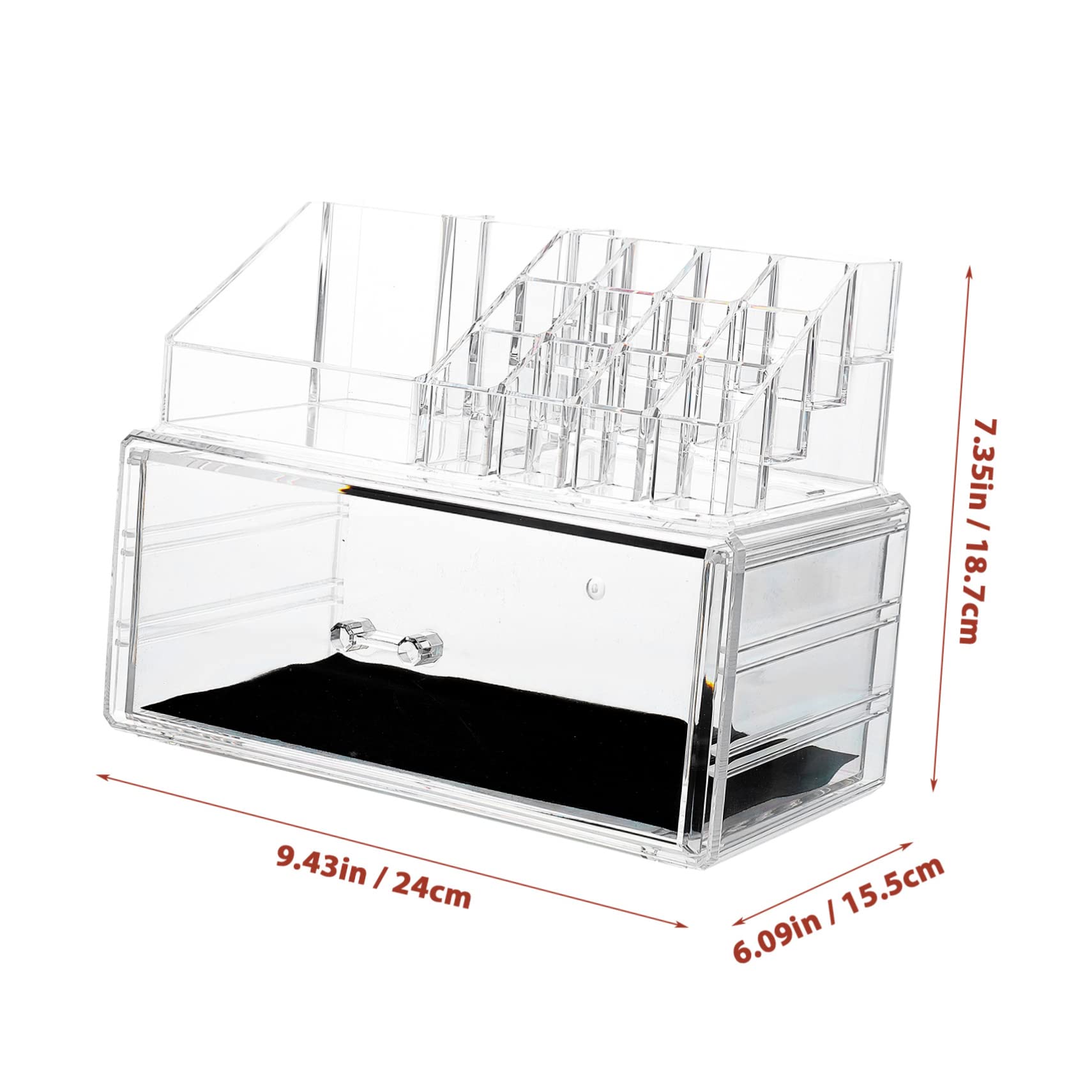 Boîte de Maquillage à Tiroirs en Acrylique, Coffret Transparent de Bureau