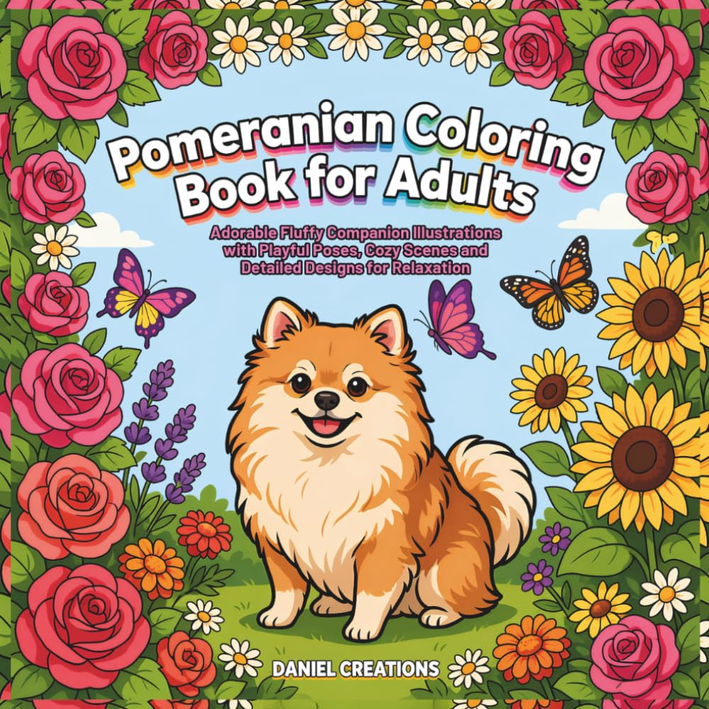 Pomeranian Coloring Book for Adults: Adorable Fluffy Companion Illustrations with Playful Poses, Cozy Scenes and Detailed Designs for Relaxation