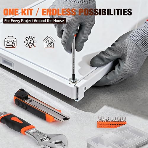 Miniatura 5 de Juego de herramientas de 248 piezas, kit de herramientas manuales para el hogar general con caja de herramientas de plástico para hombres,