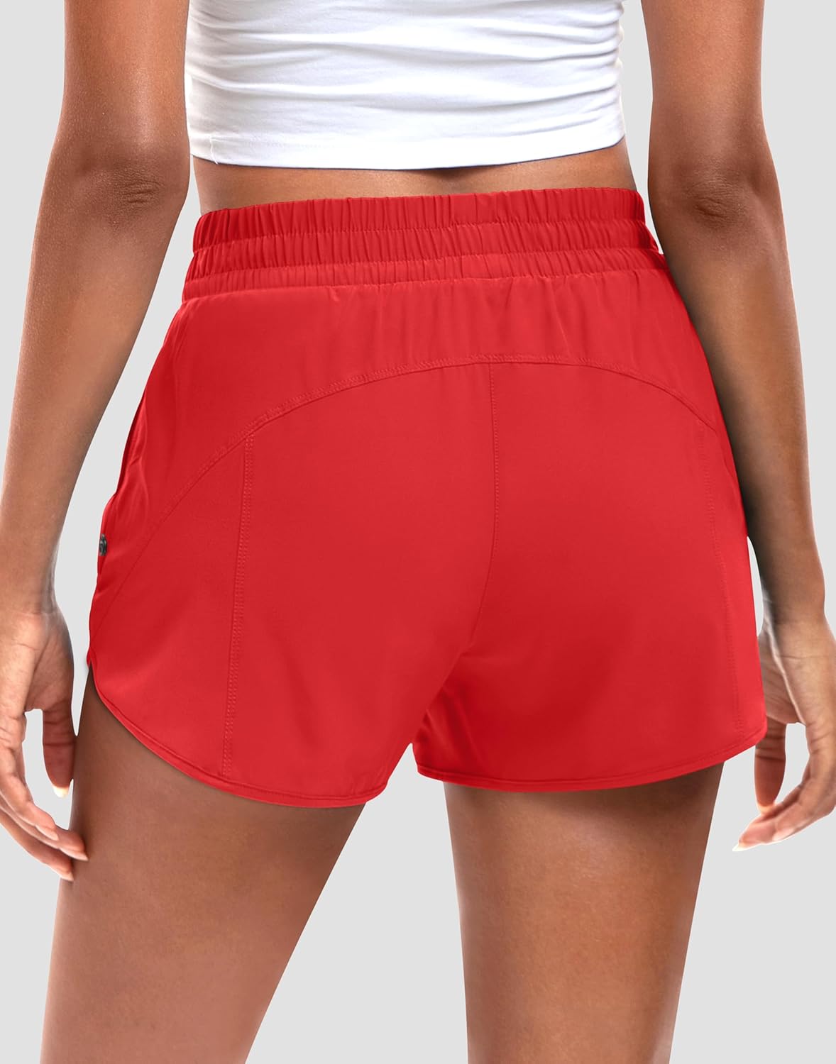 Women's 3" High Waisted Running Shorts Quick Dry Dolphin Sporty Athletic Gym Track Shorts for Women with Zipper Pocket - Image 2