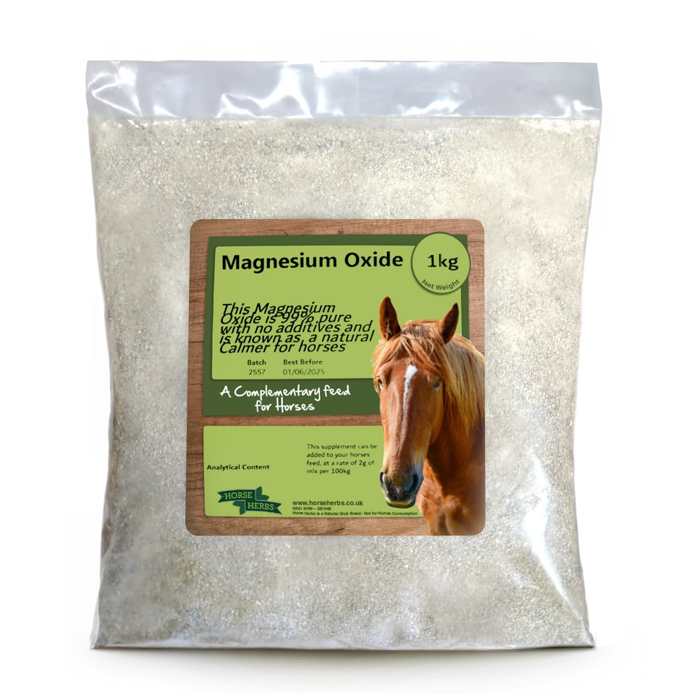 Horse Herbs Magnesium Oxide 1kg | 99% Pure Calming Supplement for Horses & Ponies, Muscle, Nerve & Hoof Health