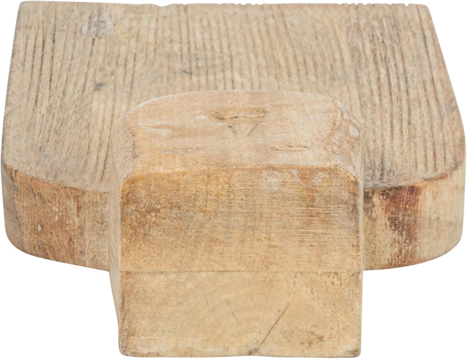 Creative Co-Op Medium Hand-Carved Mango Wood Slicer Face Handle Design and Combed Finish, Natural Cheese and Cutting Board