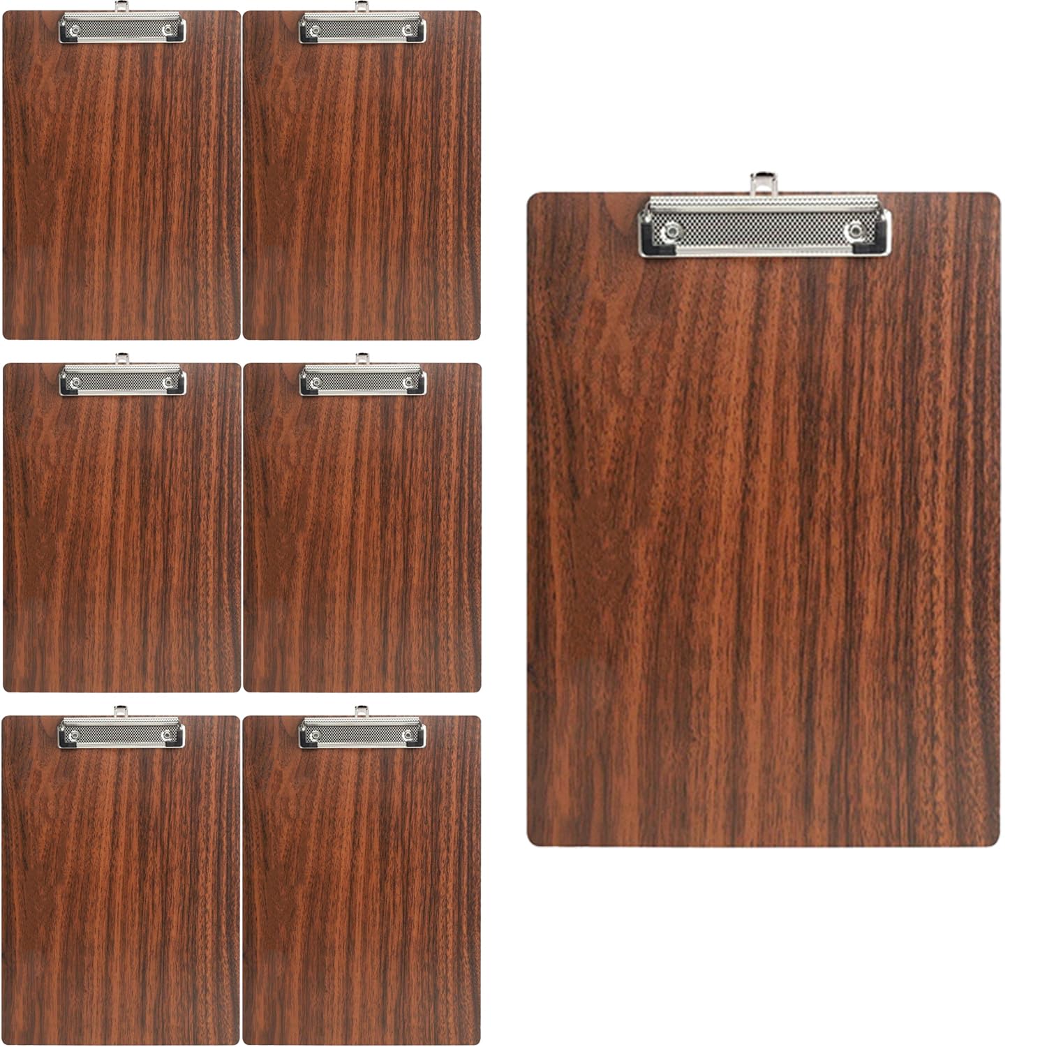 Set di 7 portablocco A4, in legno, con clip profilata e foro per appenderlo, pannello rigido per ufficio, affari, ristorante, clip in legno duro per promemoria e documenti