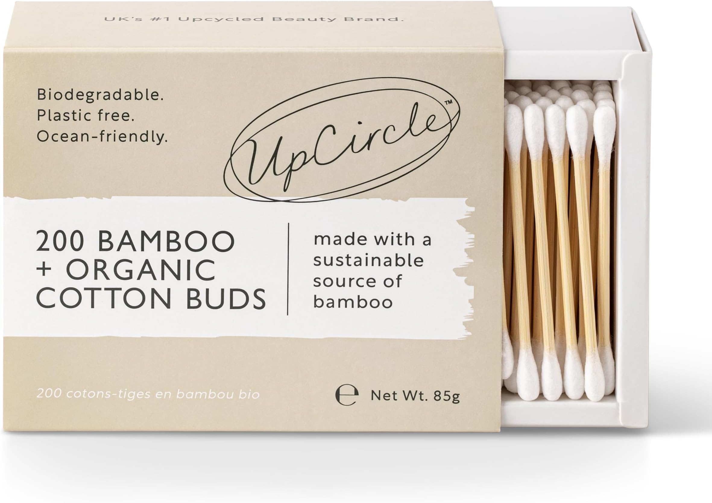 - UpCircle Bamboo Cotton Buds - 200 Pieces - Sustainable, Plastic-Free, Fully Recyclable Ear Buds - A Staple For Any Bathroom