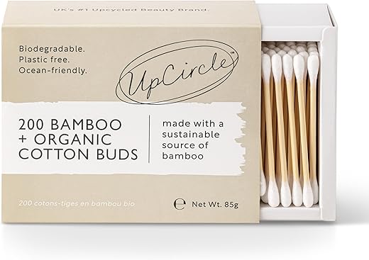 UpCircle Bamboo Cotton Buds - 200 Pieces - Biodegradable, Sustainable, Plastic-Free, Fully Recyclable Ear Buds - A Staple For Any Bathroom