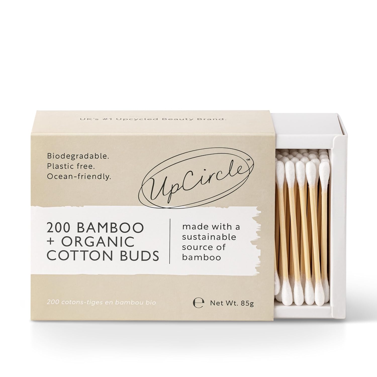 UpCircle Bamboo Cotton Buds - 200 Pieces - Sustainable, Plastic-Free, Fully Recyclable Ear Buds - A Staple For Any Bathroom