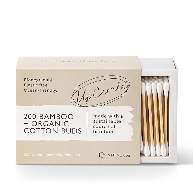UpCircle Bamboo Cotton Buds - 200 Pieces - Sustainable Plastic-Free Fully Recyclable Ear Buds - A Staple For