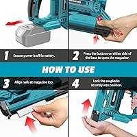 Vista 5 de Clavadora inalámbrica compatible con batería Makita de 18 V, 5/8 a 1-1/4 pulgadas, calibre 18, pistola de clavos 2 en 1 con 2000 clavos
