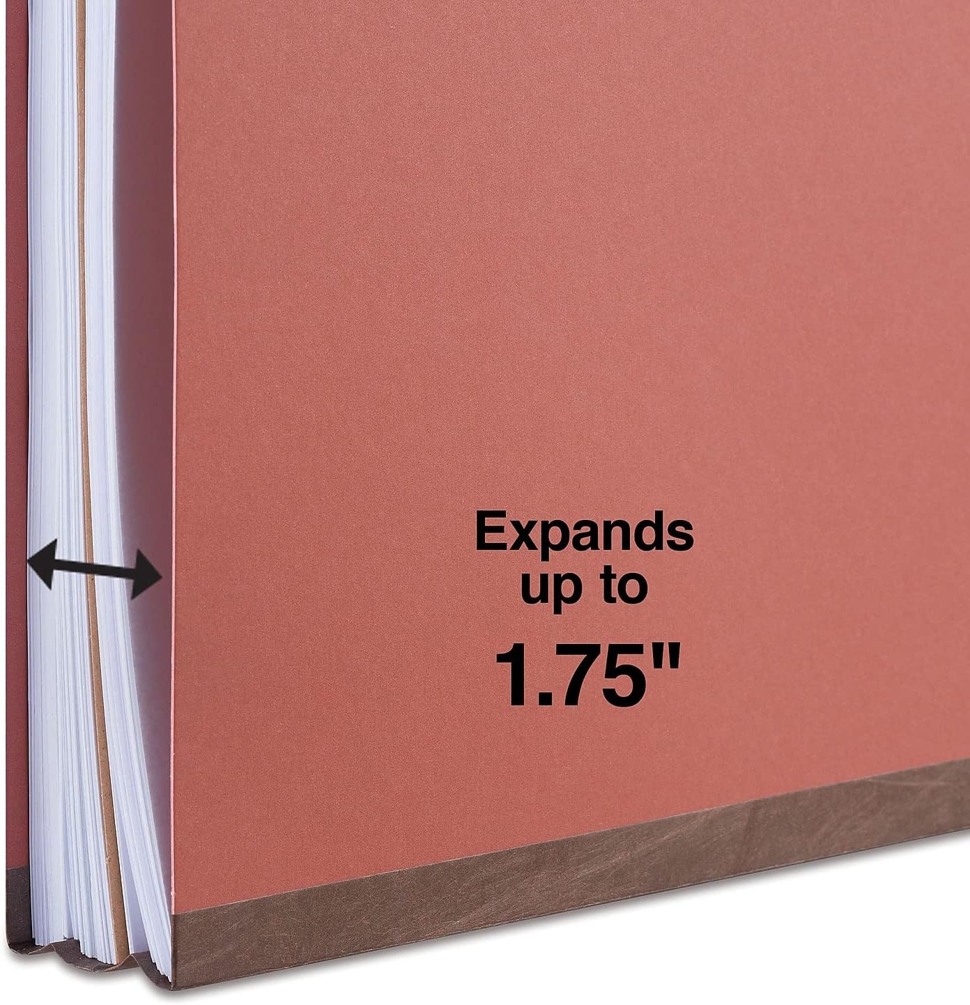 Staples Colored Pressboard Classification Folder, Letter Size, 1 Partition, Red, Durable Construction, 20/Pack