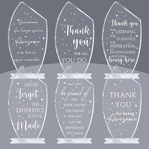 Geelin 6 piezas de regalo de agradecimiento a los empleados, regalos de agradecimiento de acrílico, placa inspiradora, recuerdo para compañeros de
