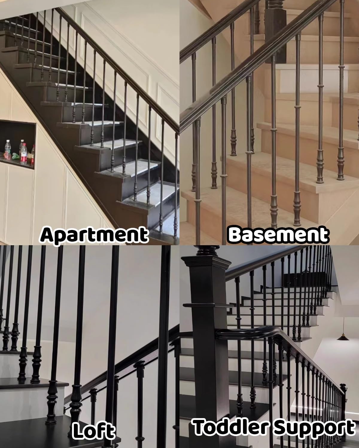 Poręcz Schodowa Czarne Metalowe Wrzeciona Schodowe Regulowane, Dekoracyjny Zestaw Balustrad Schodowych do Wnętrz, Nowoczesne Słupki Schodowe Loft Entryway, Poręcze(A,30pcs)
