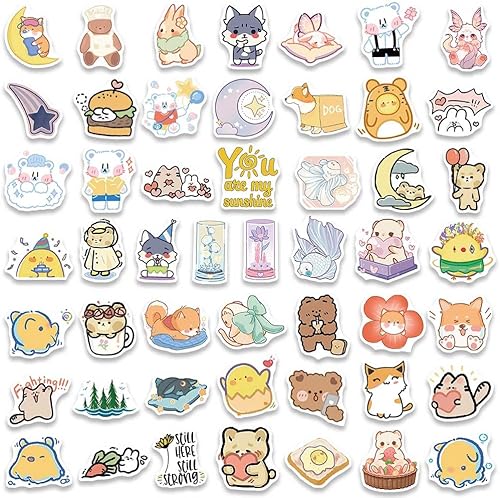 Miniatura 6 de 100 calcomanías lindas de animales para niños, calcomanías para botellas de agua, calcomanías para botellas de agua, calcomanías de vinilo