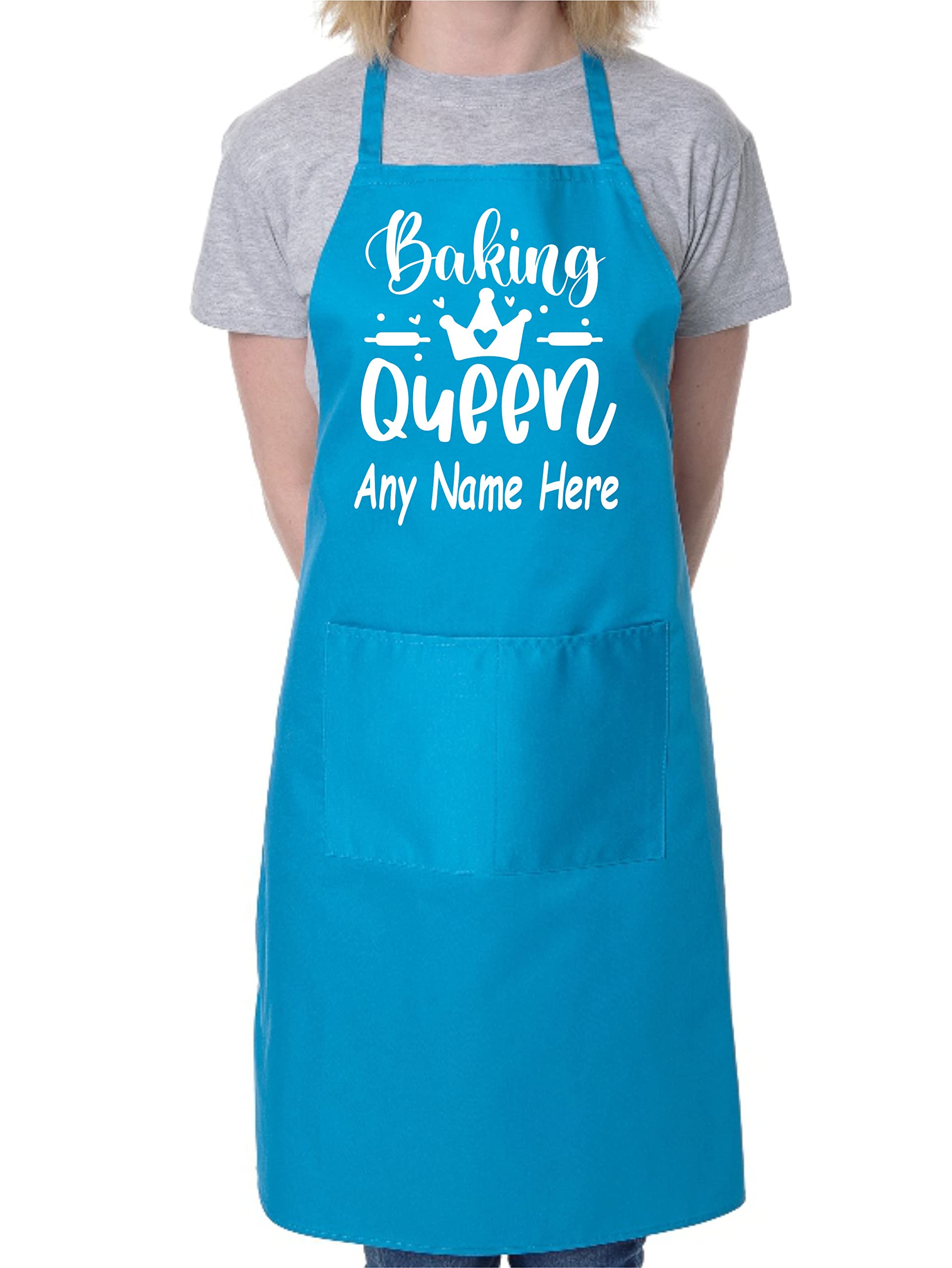 Print4U Personalised Apron Baking Queen Your Name Here Baking Cooking Apron Blue