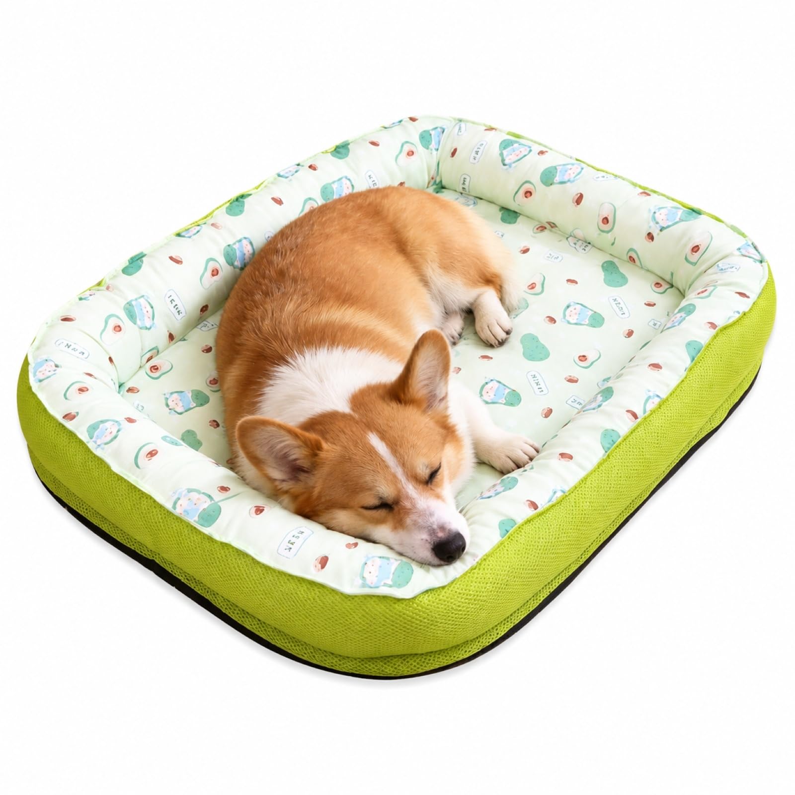 Tapis damier pour chien en voiture et au sol | Grand coussin peluche vert