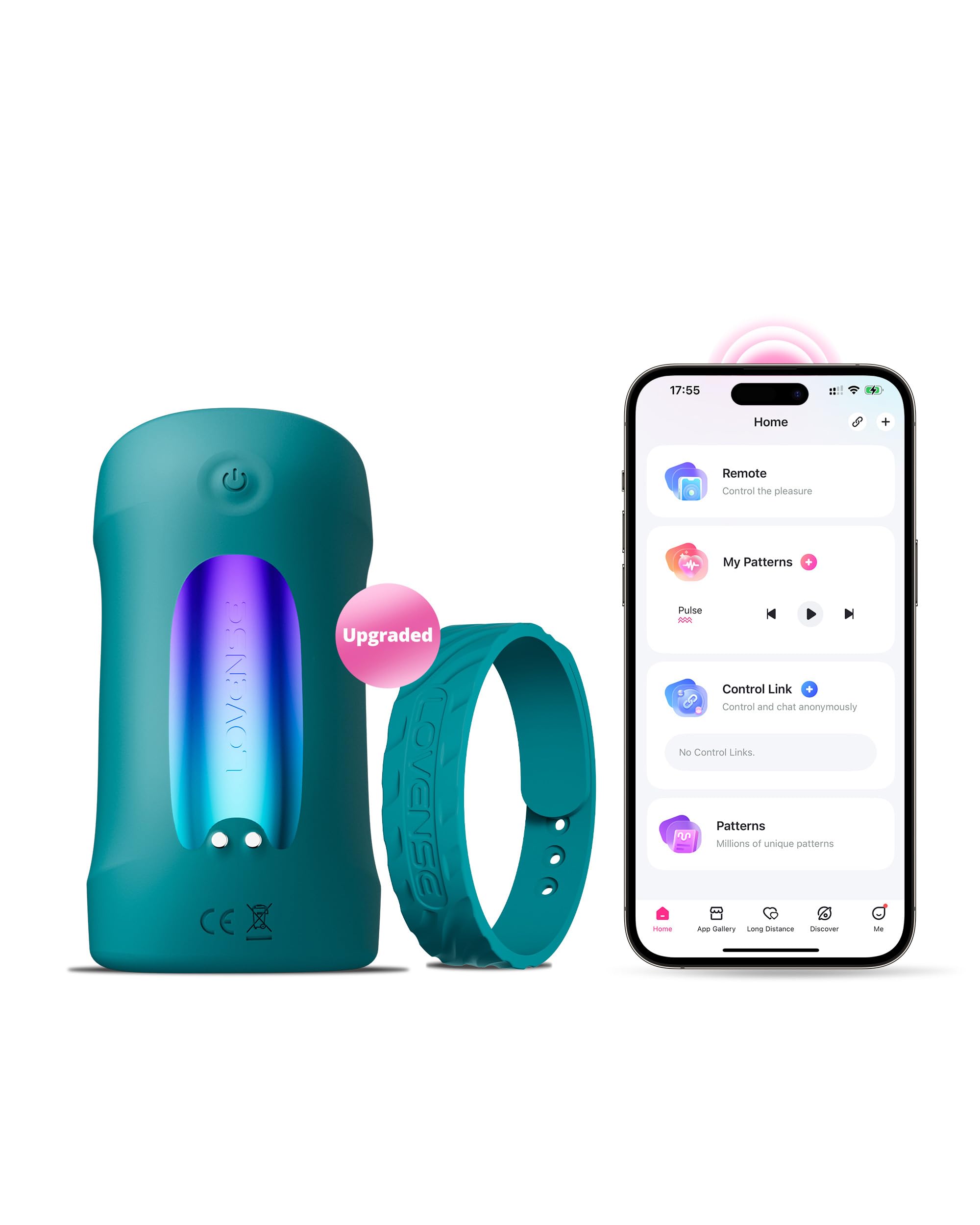 LOVENSE Gush 2 Motion Masturbatore Uomo, Anello Vibrante con App | Masturbatore maschile automatico e vibratore per uomo, oscillazione al movimento, stimolo del frenulo, app, senza mani, IPX7