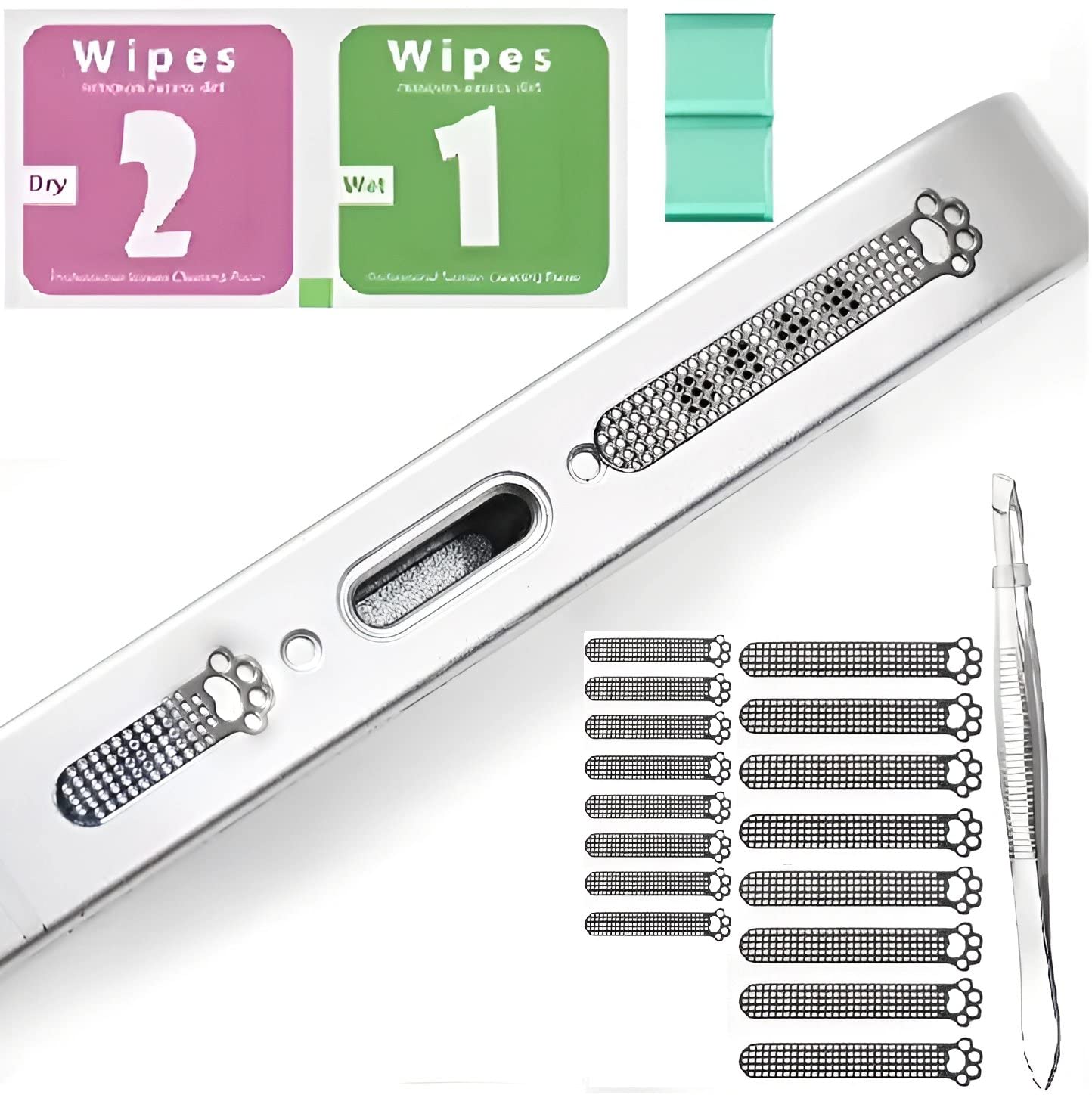 ZOTIMO 16 Pack Metal Mesh Anti Dust Proof Adhesive Net Sticker with Tweezers, 8 Pcs Long and 8 Pcs Short Speaker Dustproof Cover with Cleaning Kit Protects (PAW, BLACK) (B0BGY3LTV8) Amazon Price History, Amazon Price Tracker