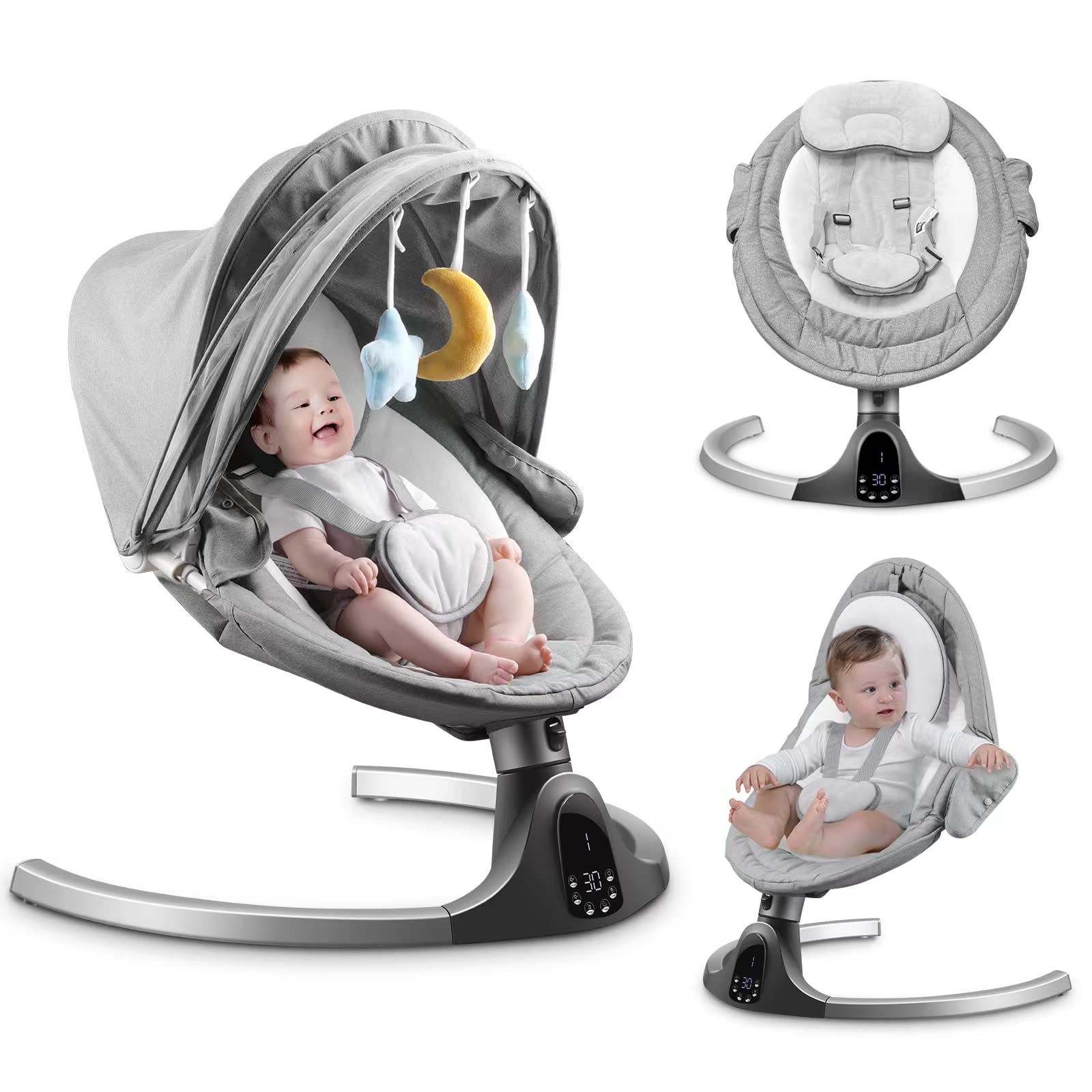 Buy Baby Swings for Infants, 5 Speed Bluetooth Baby Bouncer with 3 Seat