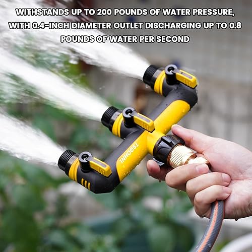 Miniatura 5 de Divisor de manguera de jardín de 34 pulgadas, adaptador de grifo para exteriores, colector de hidrante de patio, diseñado para múltiples