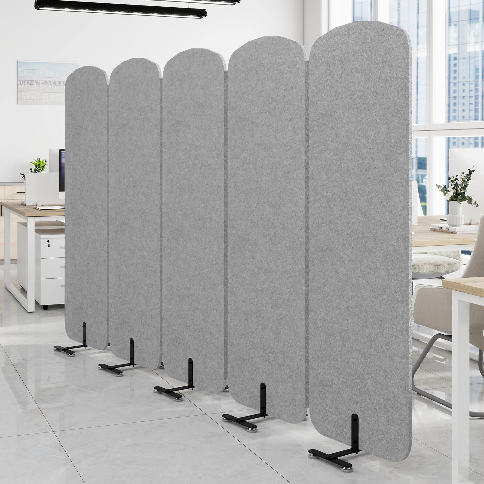 Photo 1 of Natwind 5-Panel Portable Room Divider, 123'' x 71'' Office Partition,Grey