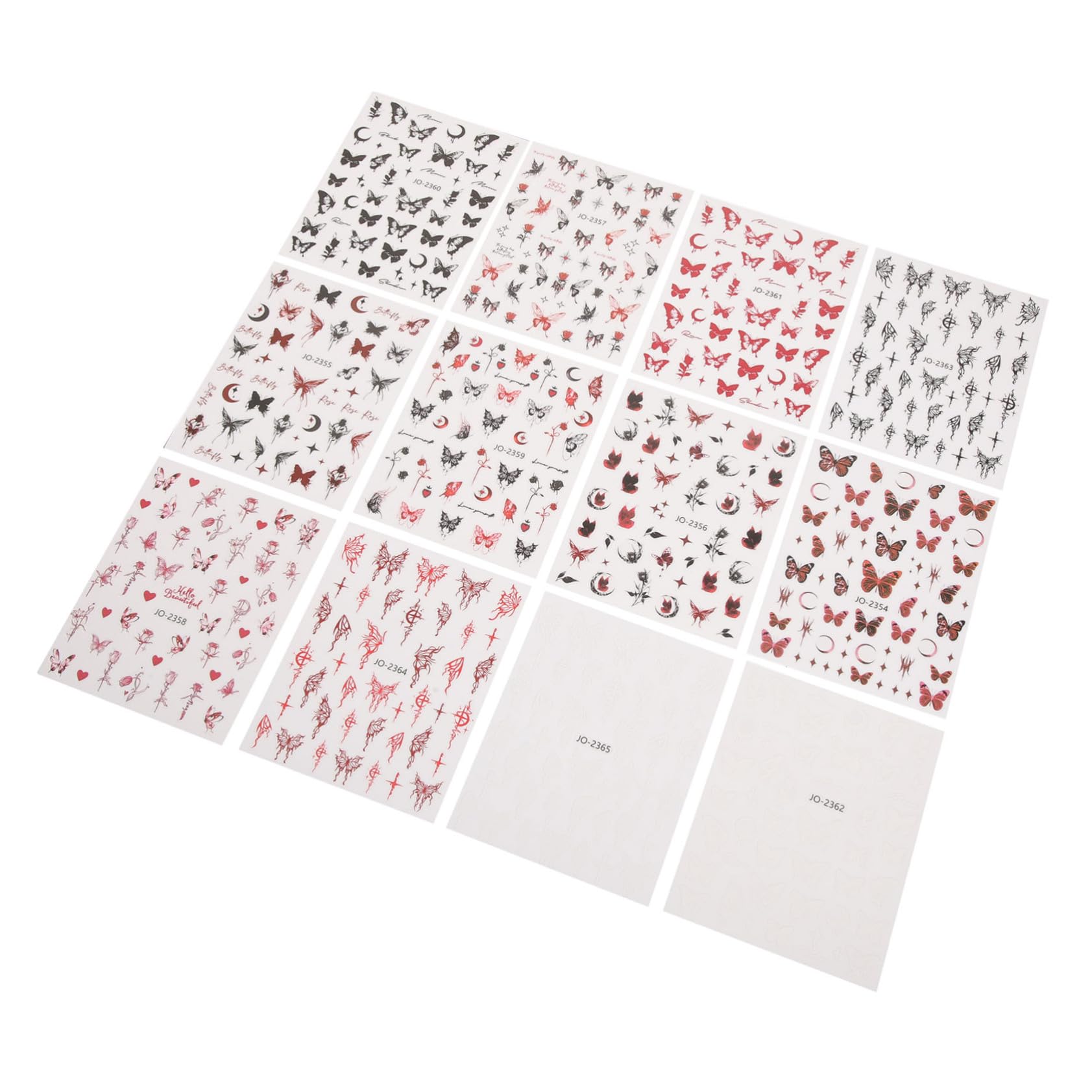 5 set Adesivi A Farfalla Scura Graziosi Adesivi A Strisce Di Giglio Adesivi UV Per Unghie Decorazioni Per Manicure 12 fogli*5