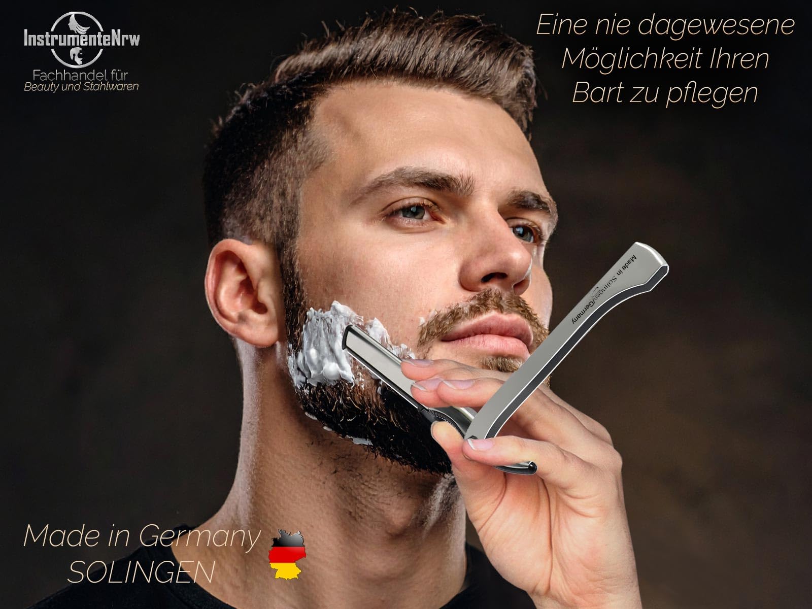 Solinger Rasiermesser Rasier-Set für Männer mit Wechselklingen Made in Germany Bartpflege Messer mit Kleiner/Großer Rasierklinge Bartmesser Barbier Nassrasierer für die perfekte Nassrasur (Silber)