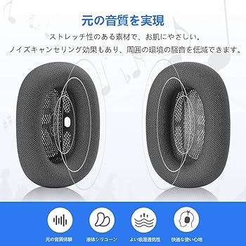 【美品】AirPods Max と 交換用 新品イヤークッション付き 正規品 Amazon | QKIIP Airpods Maxイヤーパッド 交換用イヤー