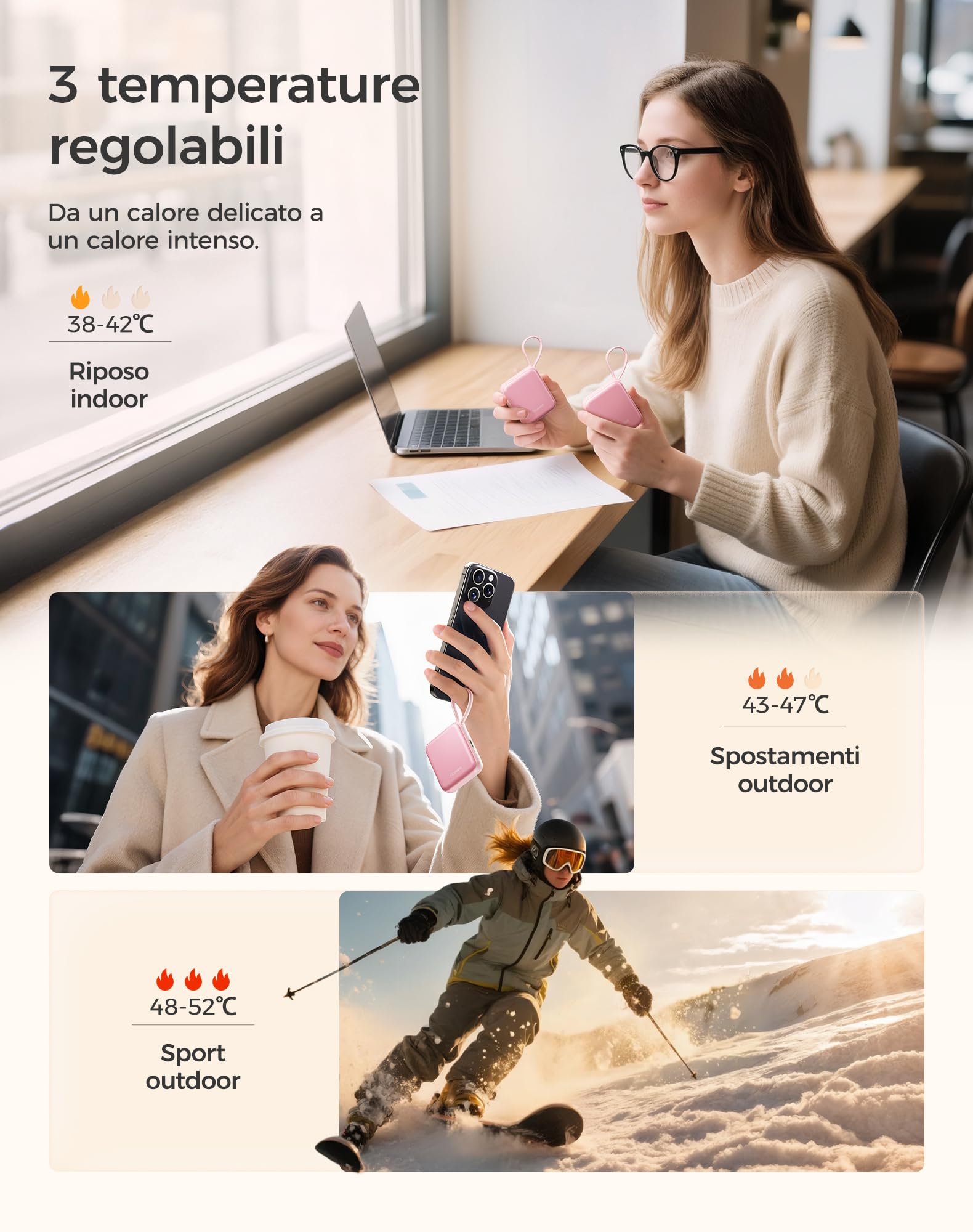 OCOOPA UT5 Nano Scaldamani Elettrico Confezione da due, Tre Livelli di Riscaldamento, Scaldamani Ricaricabile Portatile Scalda mani Tascabili, Regali, Essenziali per il Freddo Invernale in Esterni