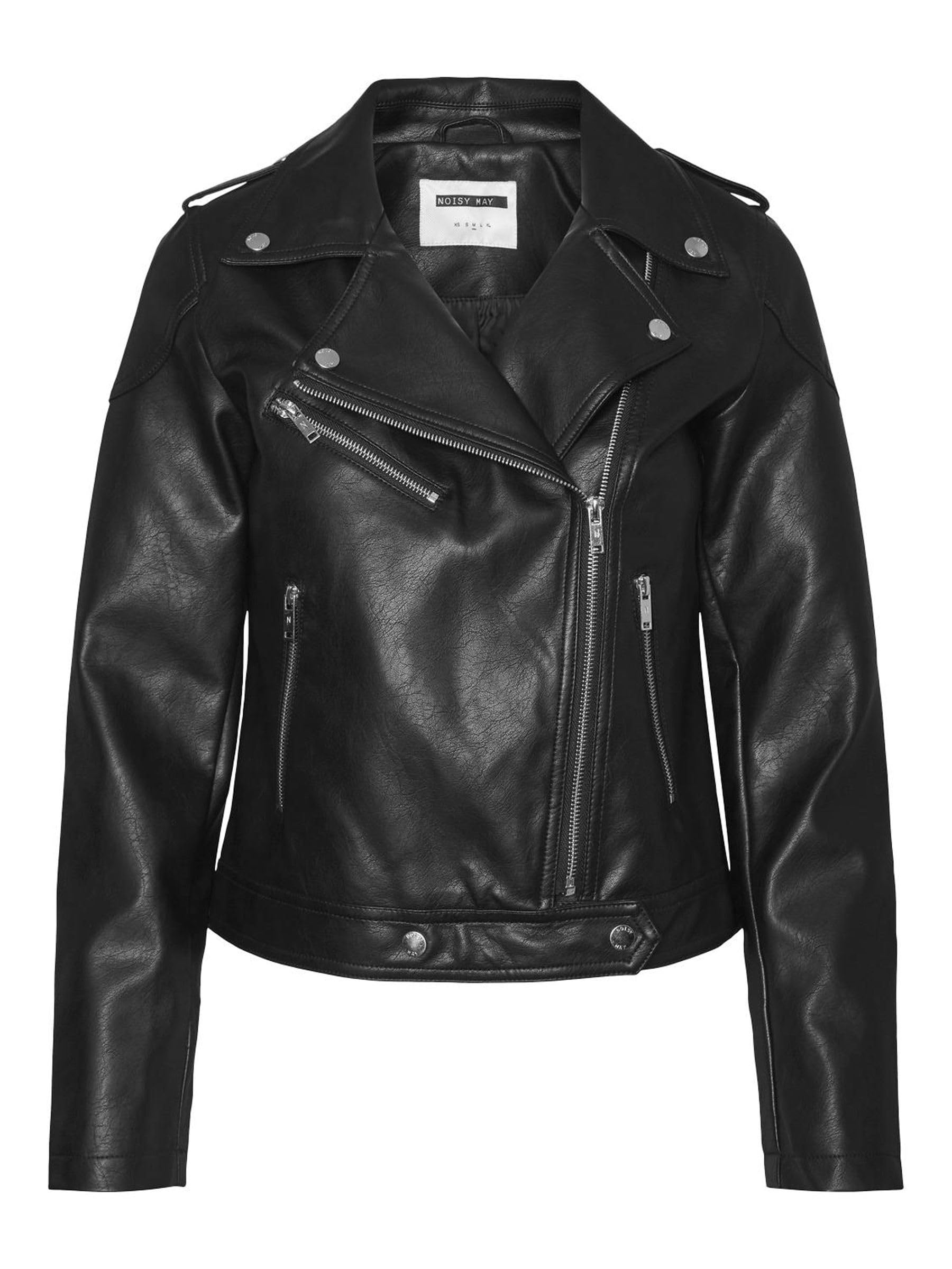 NOISY MAY Veste Rollo Femme Veste en imitation cuir noir 100% Polyester