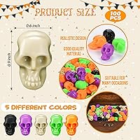 Vista 3 de 100 mini cabezas de calavera de plástico, calaveras pequeñas en miniatura, figuras de esqueleto de Halloween para bromas de Halloween, manualidades