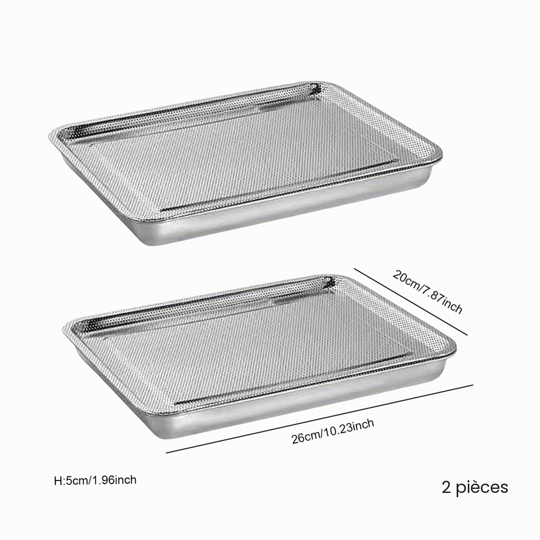 2 PCS Grain SPROURT Tray, Graine en Acier Inoxydable Kit de Plateau de Germination Rectangle des germes de Haricots d'herbe de blé Pousse Le Plateau pour la Fourniture de Jardin 26x20x5 cm