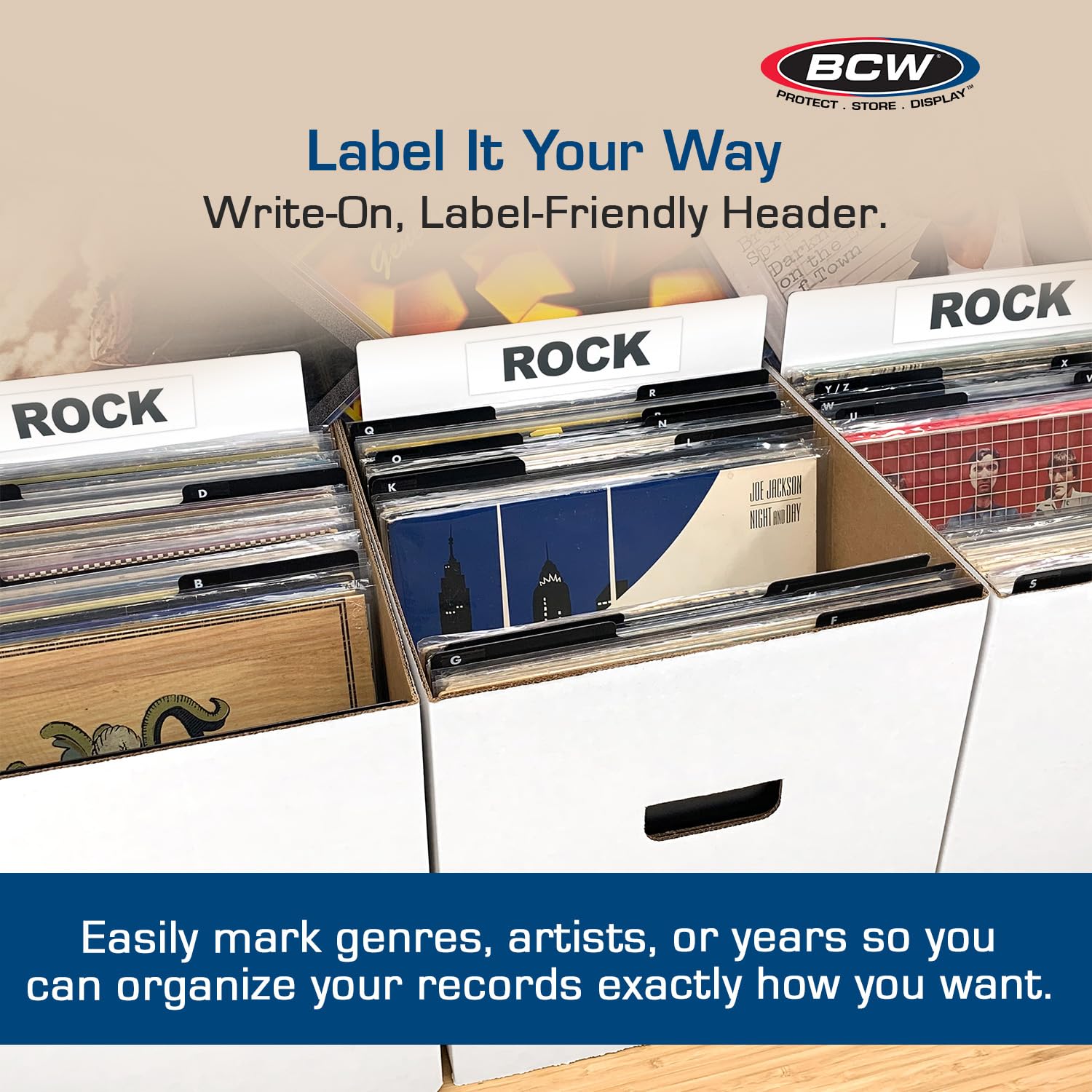 BCW 25CT 30cm RECORD DIVIDERS - TALL - WHITE