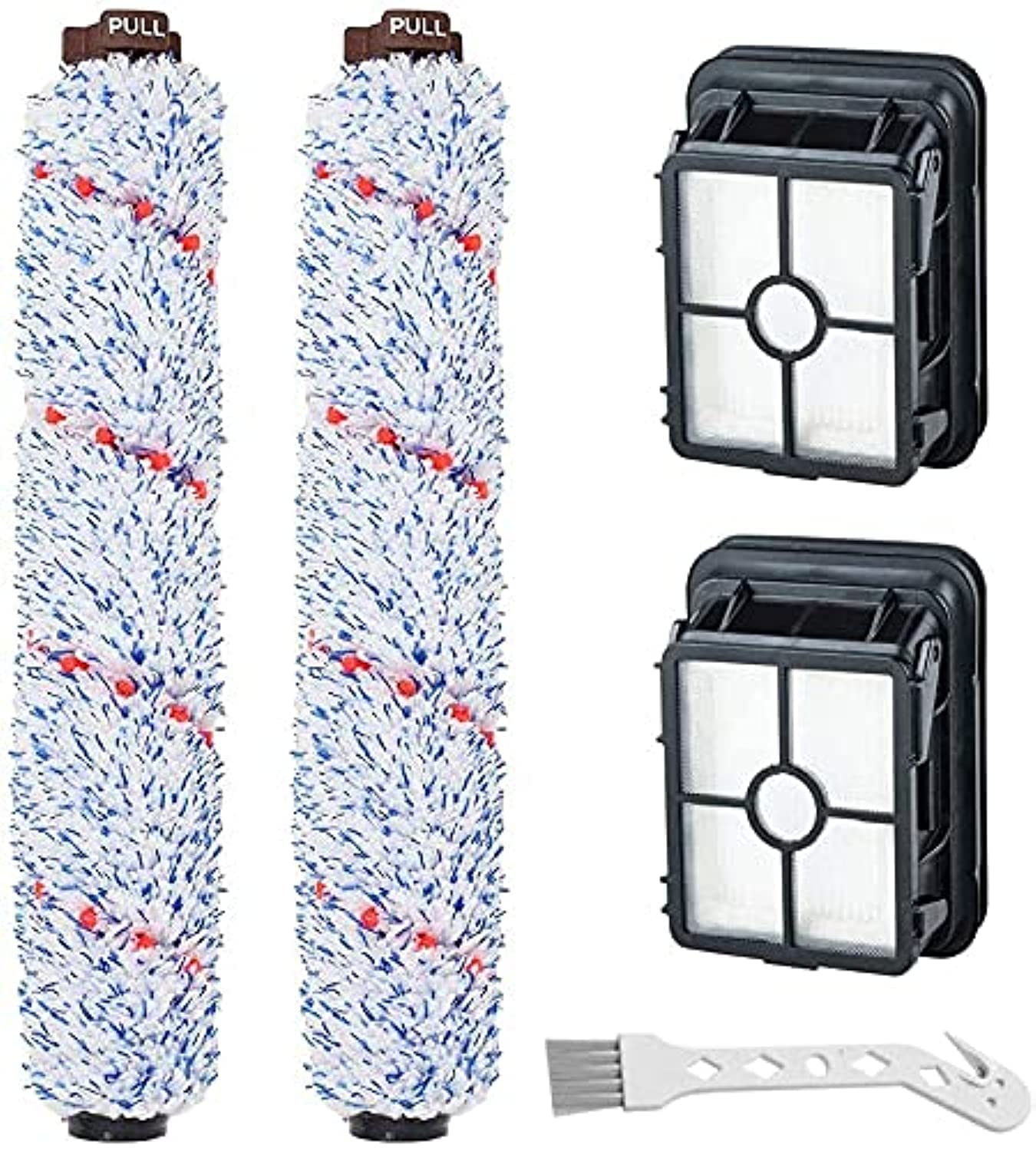 2 Pack Multi-Surface Brush Roll 1868 + 2 Pack Vacuum Filter 1866 compatible for Bissell CrossWave Vacuum Cleaner, Compare to Part 1608683, 160-8683, 1608684