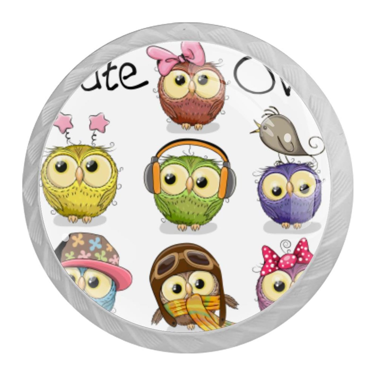 Tqmspg 4 Pieces Drawer Pulls Birds Cute Owls Door Knobs Dresser Handles for Kitchen Wardrobe Cupboard Hardware Furniture