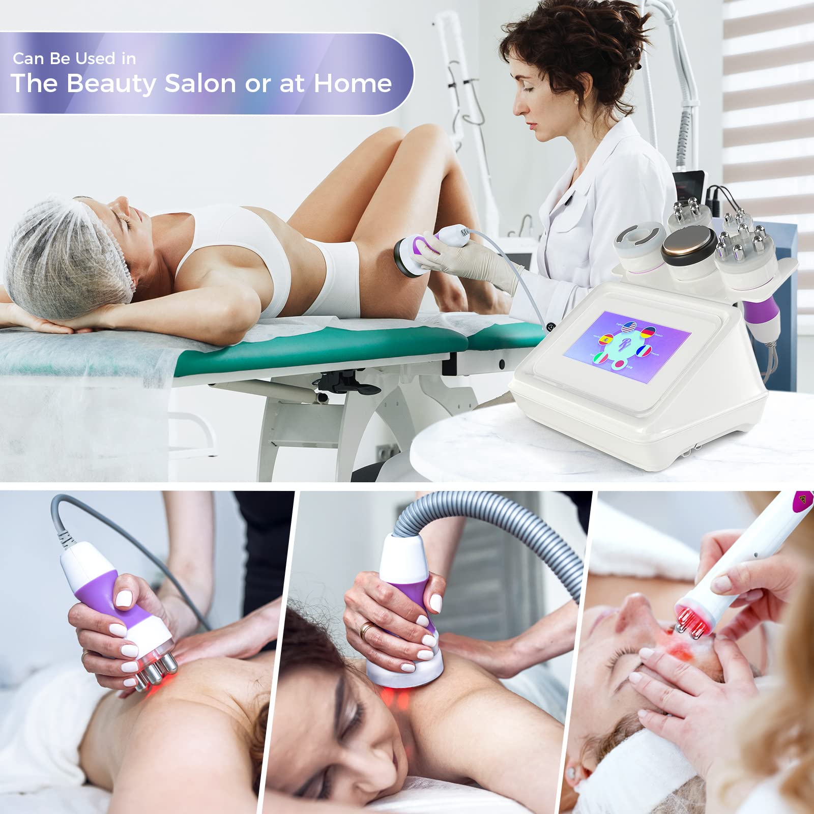 Kidken 5 in 1 Macchina a Cavitazione 40K, Cura Corpo Multifunzione, Dispositivo di Bellezza per Modellamento, Rassodamento e Lifting della Pelle (Corpo & Viso)
