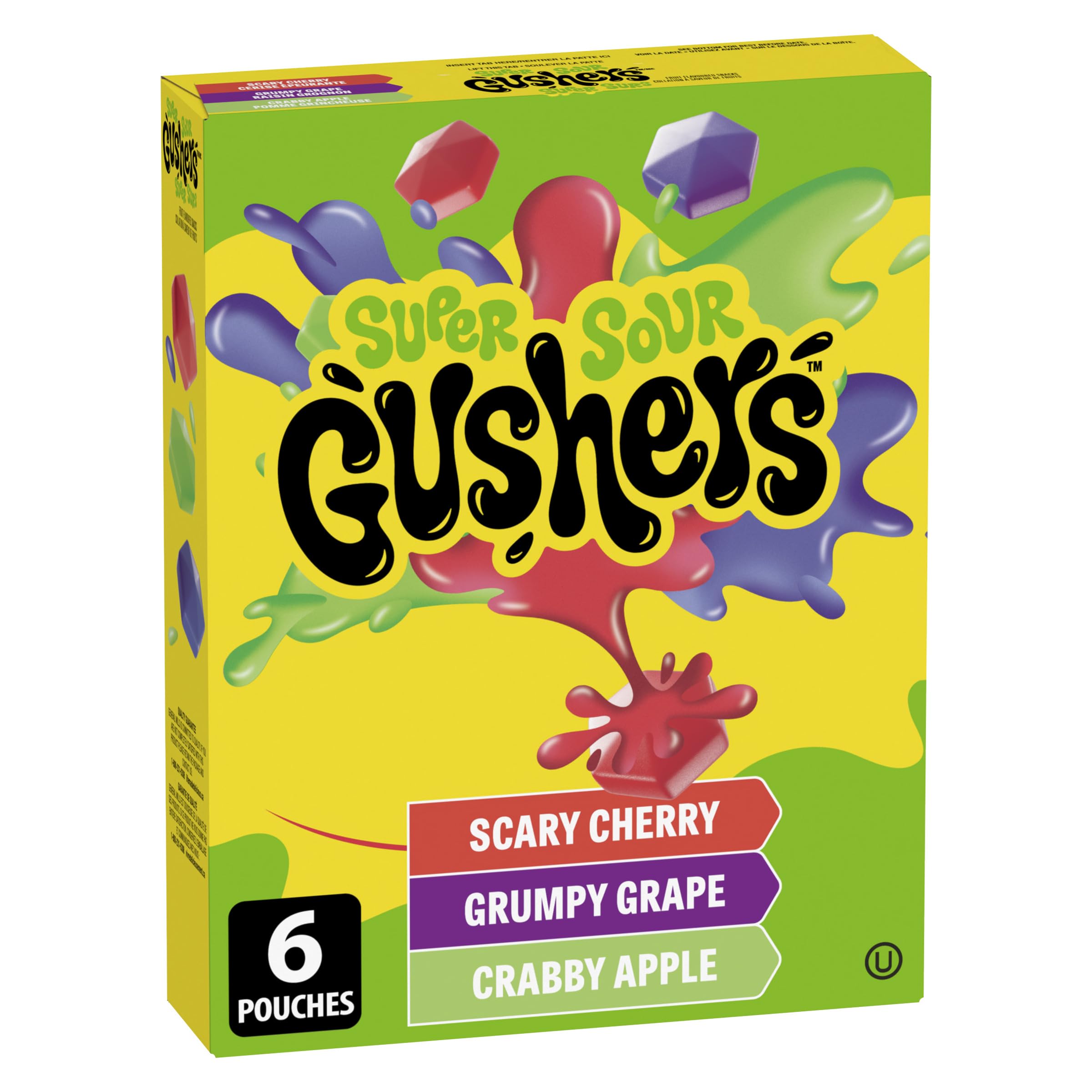 BETTY CROCKER GUSHERS Super Sour Cherry, Grape, and Apple Fruit