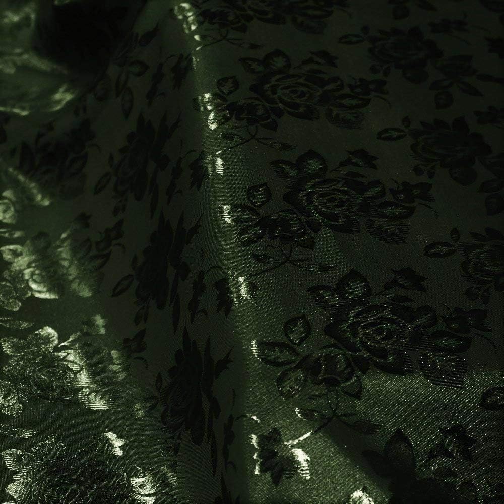 58/59 Wide Polyester Brocade Jacquard Satin Fabric (Hunter Green, 1 Yard)