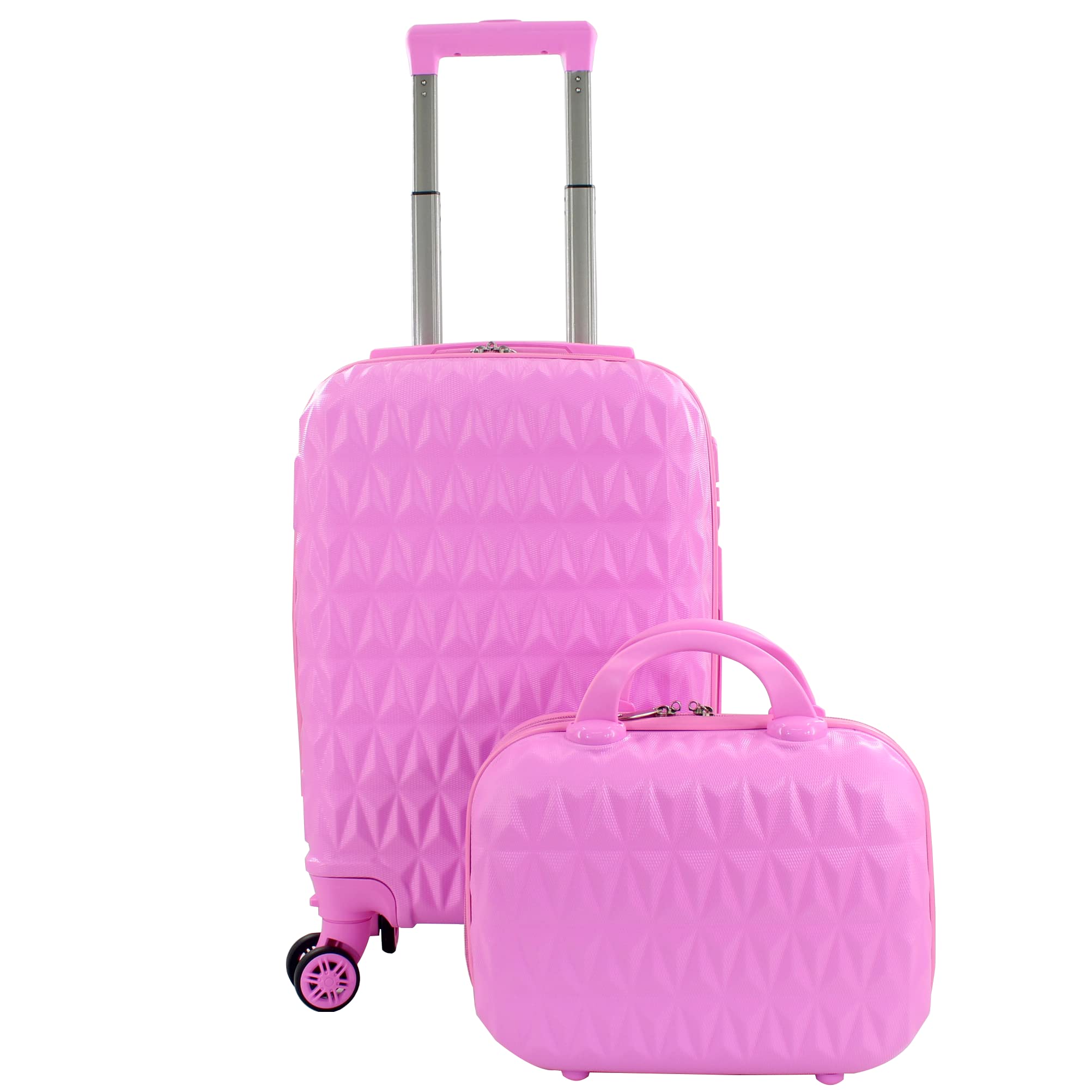Genérico Maleta de Cabina Equipaje de Mano Trolley con Neceser Maleta de 4 Ruedas Dobles Desmontables (Rosa)