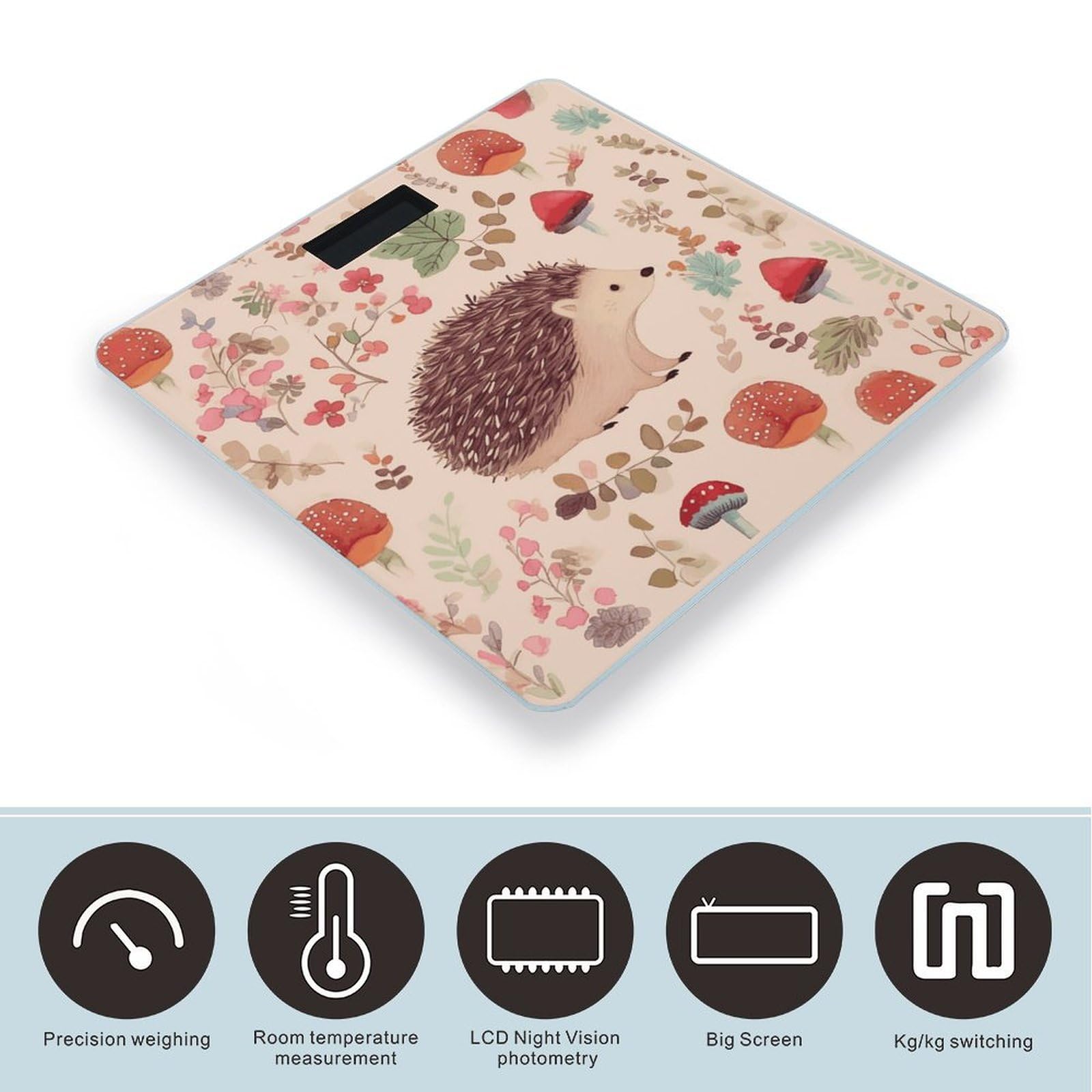 Lovely Hedgehog - Báscula digital de alta precisión con pantalla LCD grande, báscula de peso duradera para uso doméstico, mide hasta 400 libras/180 kg