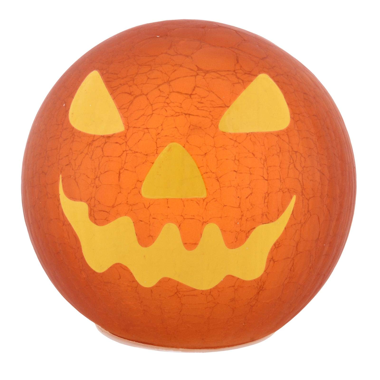 Cackle & Co Pumpkin 6" Halloween Crackle Glass Ball Globe Decoration Light Up Party Ornament