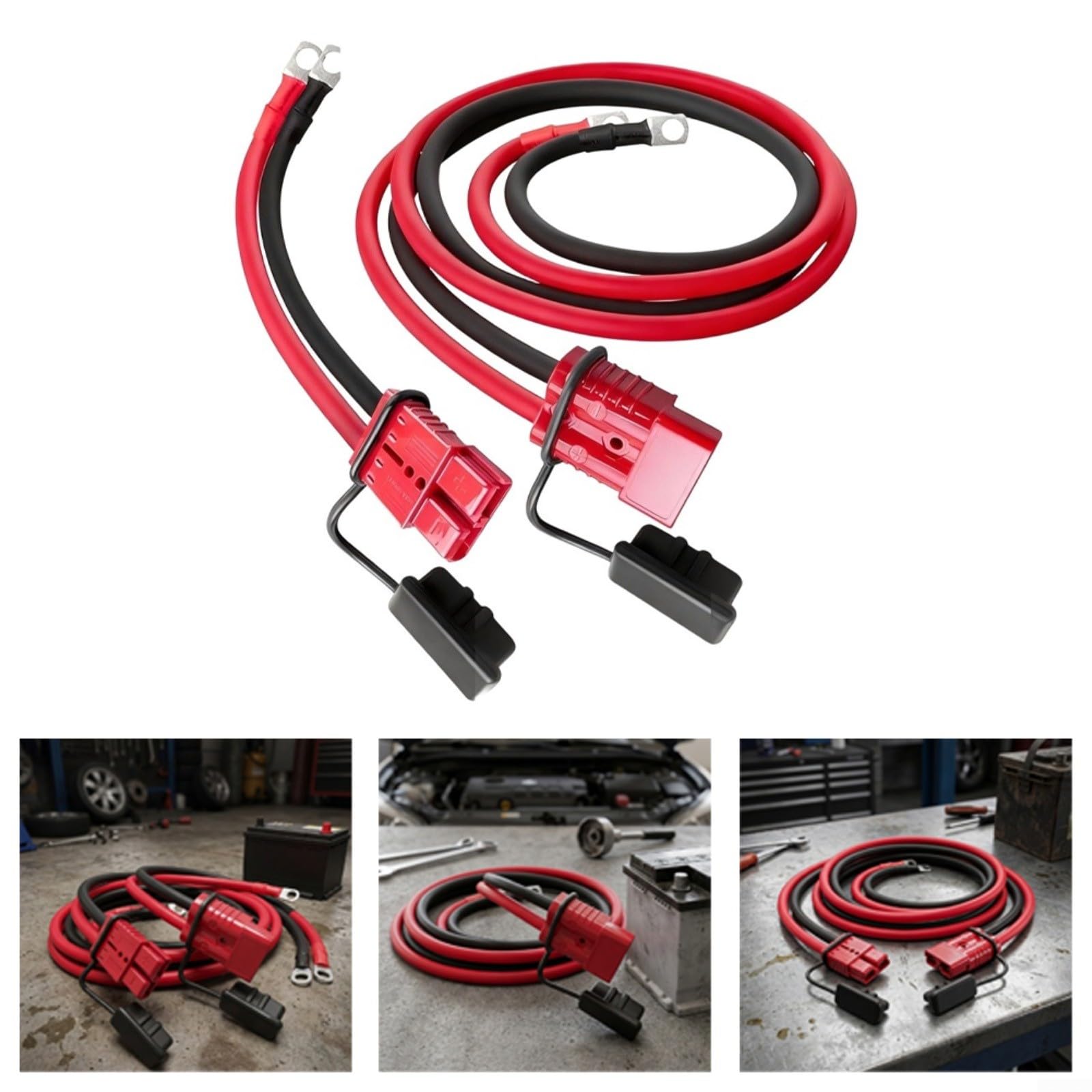 4AWG Winch Stromkabel 7FT Wetterfest für Baumaschinen und Offroad | Tinned Copper Wire, PC Housing Connector, Waterproof & Dustproof Cap, Extreme Temp Resistance, For Winches & Trailers