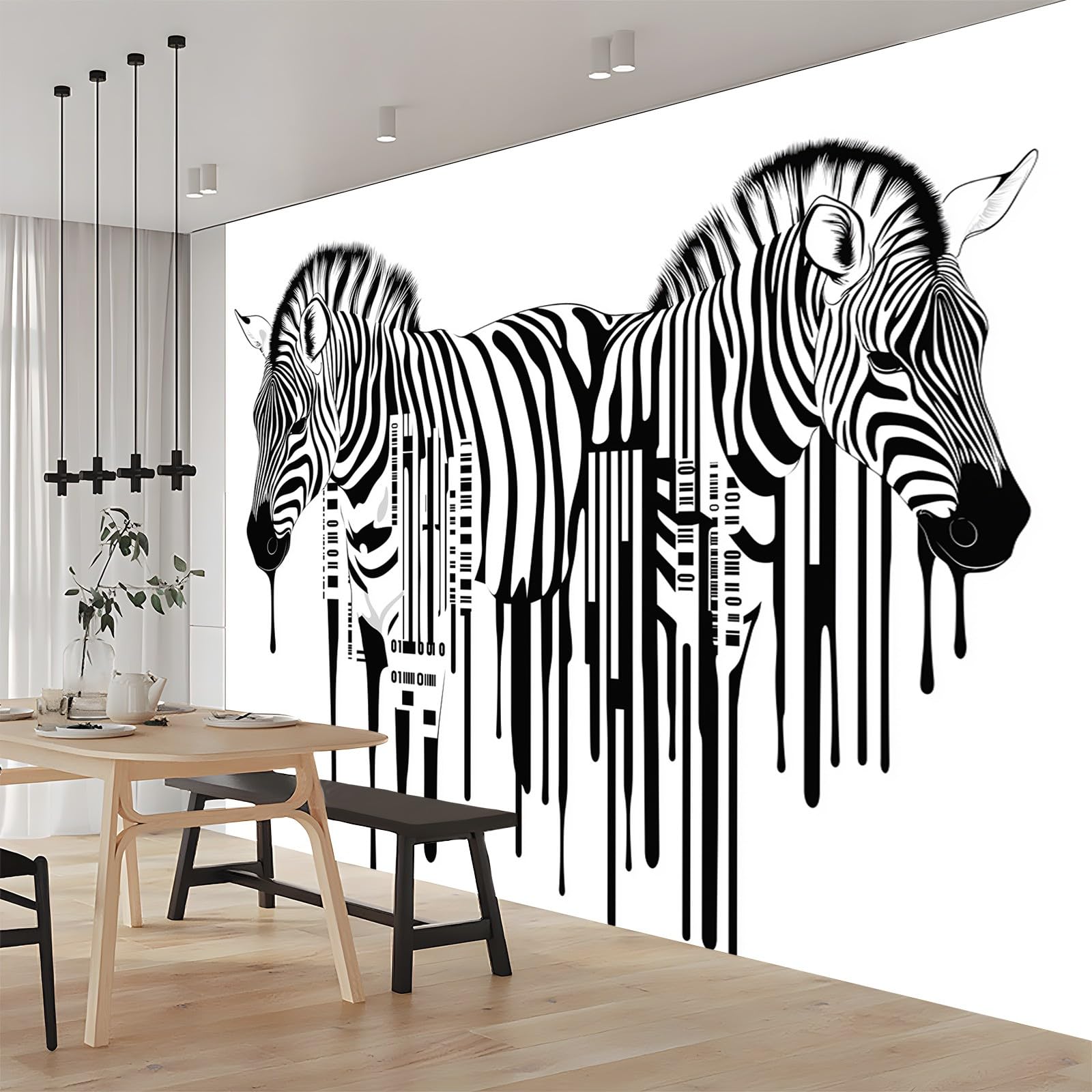 Fototapeta z włókniny 300 x 210 cm niestandardowe tapety fotograficzne efekt 3D prosty zebra zwierzę tapeta do sypialni salonu tło telewizora sofa dekoracja biały czarny